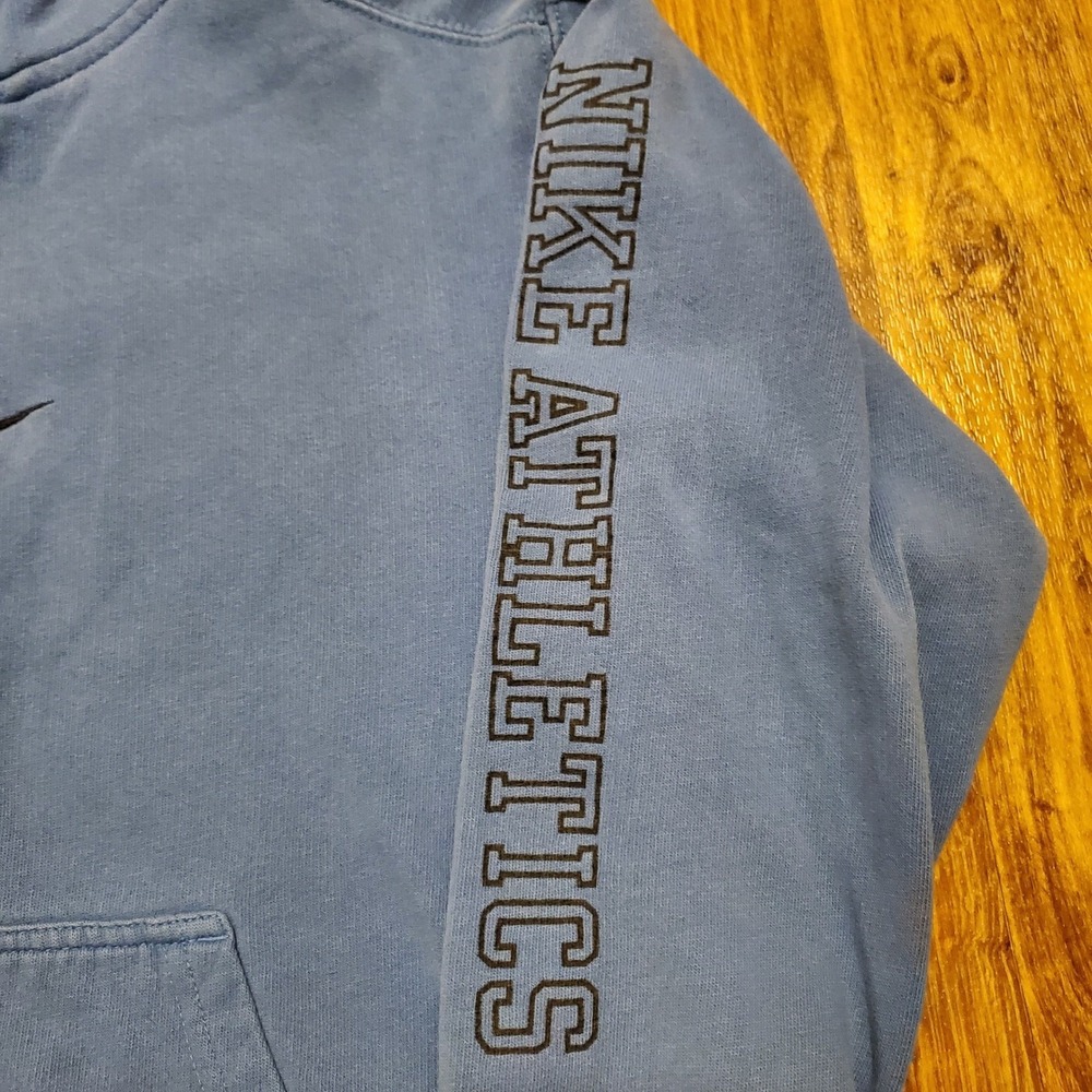 Vintage Nike Hoodie Sweatshirt Boys Medium Blue Distressed Big Swoosh‎ Y2K - Picture 3 of 12
